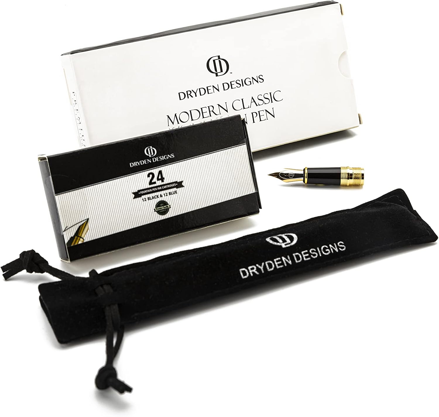 Luxury Collection: Medium & Fine Nib, Protection Pouch, 24 Cartridges and Ink Refill Converter