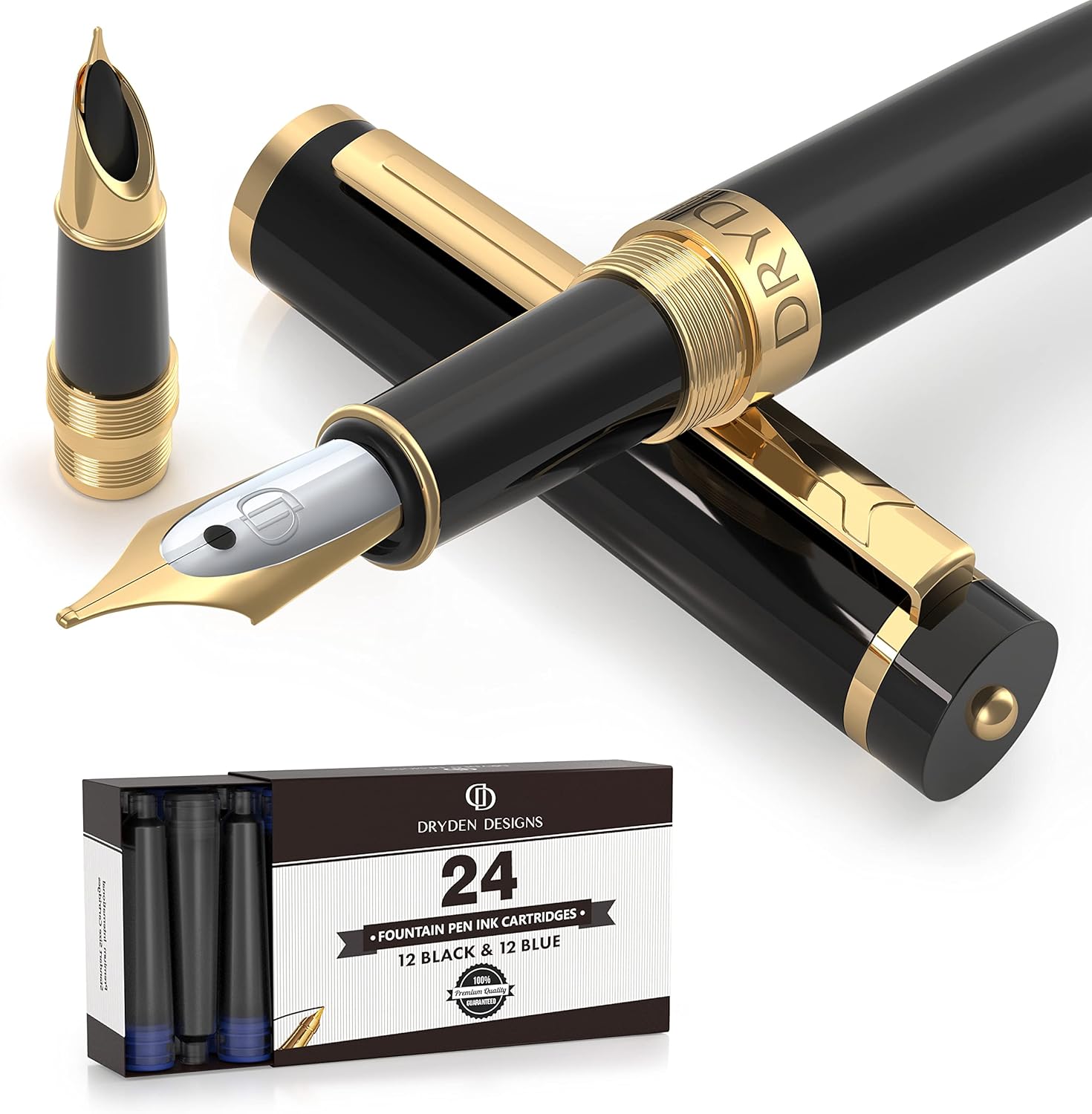 Luxury Collection: Medium & Fine Nib, Protection Pouch, 24 Cartridges and Ink Refill Converter