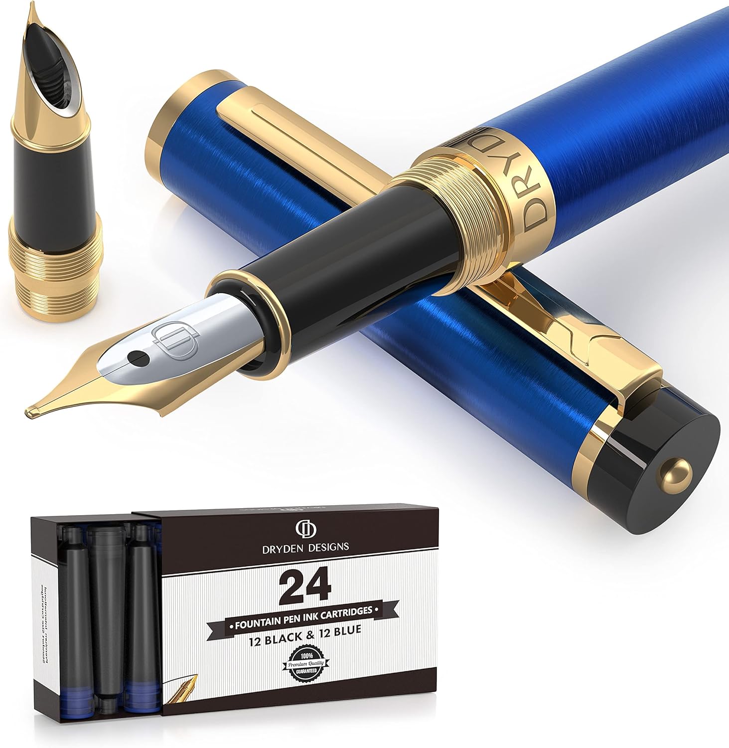 Luxury Collection: Medium & Fine Nib, Protection Pouch, 24 Cartridges and Ink Refill Converter