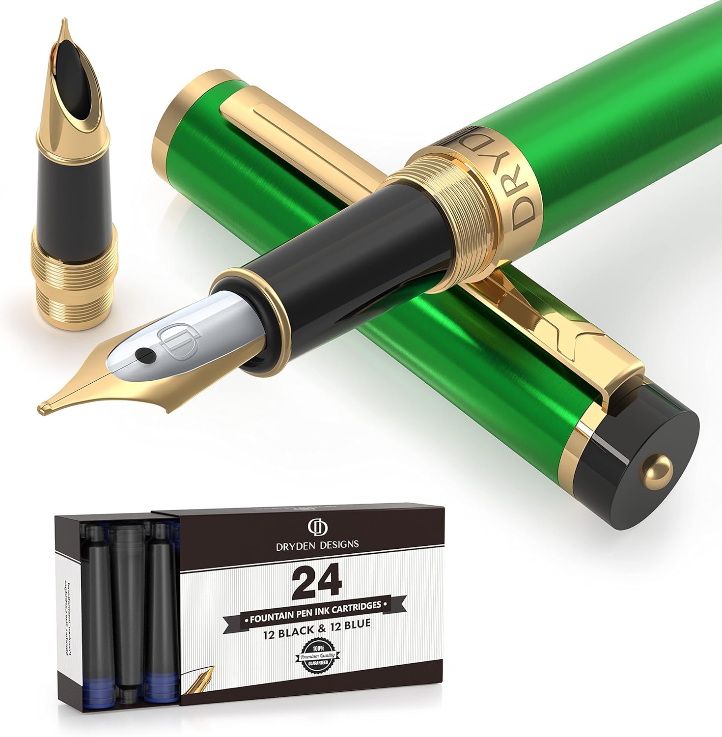 Luxury Collection: Medium & Fine Nib, Protection Pouch, 24 Cartridges and Ink Refill Converter