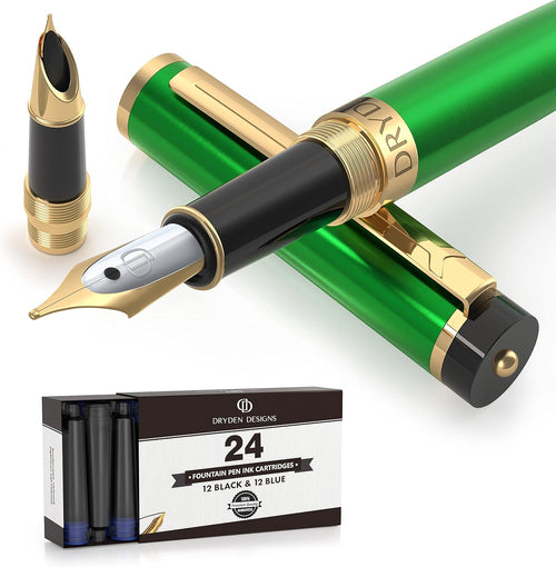 Luxury Collection: Medium & Fine Nib, Protection Pouch, 24 Cartridges and Ink Refill Converter